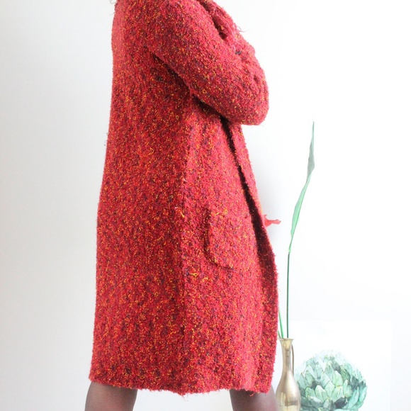 Vintage Long Red Fringe Boho Fall Cardigan - Picture 2 of 8